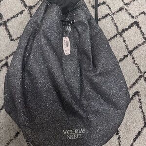 Victoria's Secret Sparkle Black Drawstring Backpack